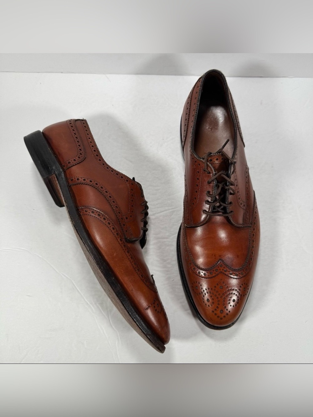 Allen Edmonds Concord Brown Leather Wingtip Oxford Dress Shoes Men Size 11 C